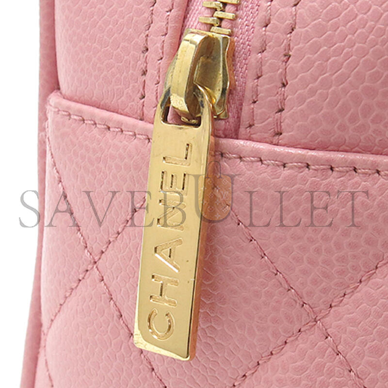 CHANEL CAVIAR BOSTON BOWLING BAG IN PINK (27*15.5*9cm)